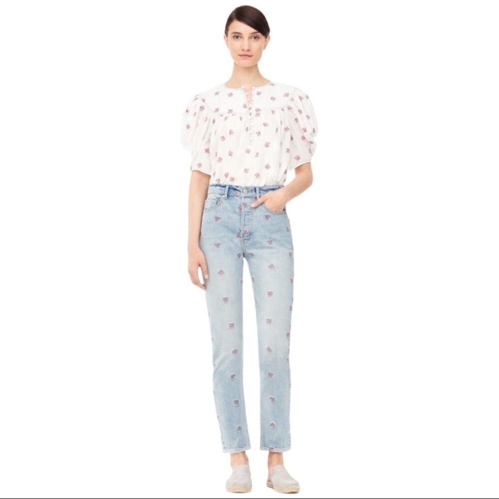 LA VIE Rebecca Taylor Harriet Spring Embroidered Beatrice Hi-Rise Jean